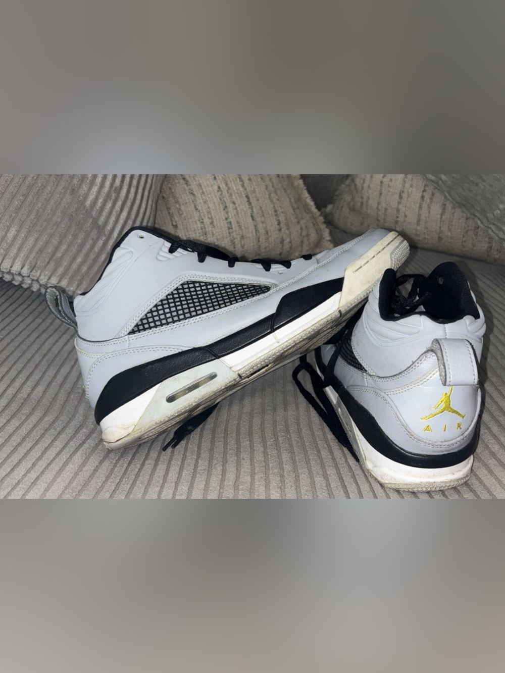 Jordan Men’s Basketball Sneakers - White/Black/Yellow Accents